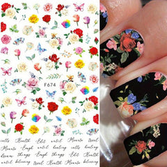 3D Leopard Butterfly Nail Art Sticker Botanical Floral Decal Manicure Decoration