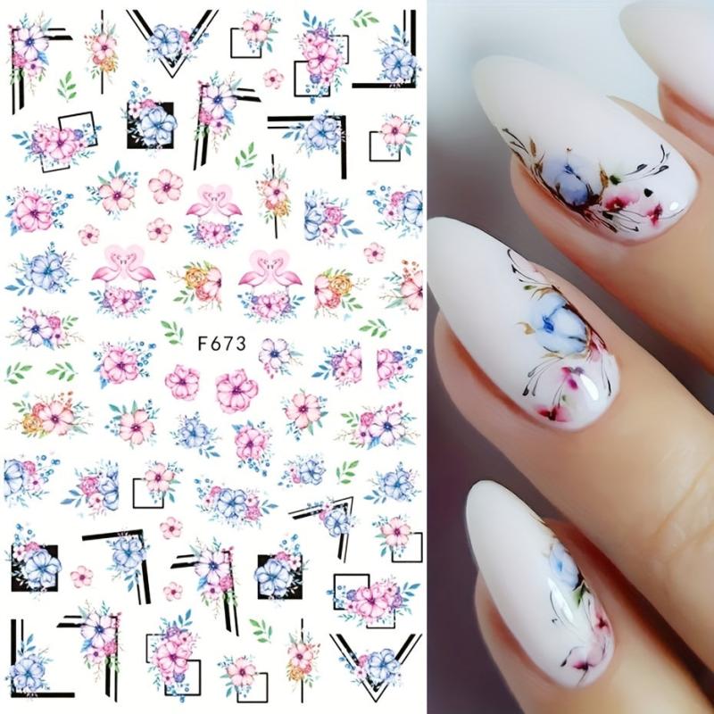 3D Leopard Butterfly Nail Art Sticker Botanical Floral Decal Manicure Decoration