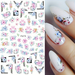 3D Leopard Butterfly Nail Art Sticker Botanical Floral Decal Manicure Decoration
