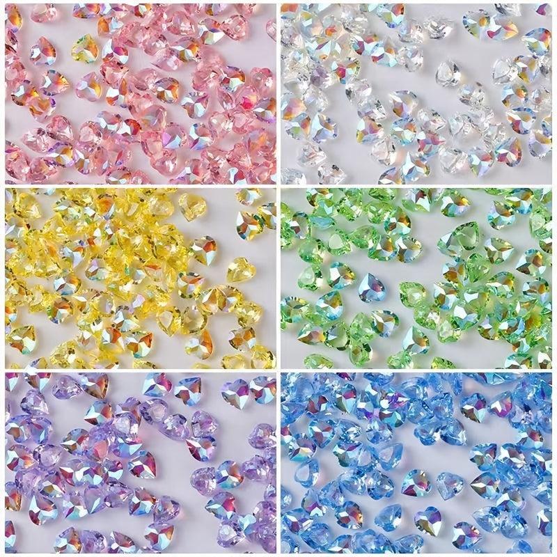 100-200pcs Heart Shaped Resin Nail Art Gemstones
