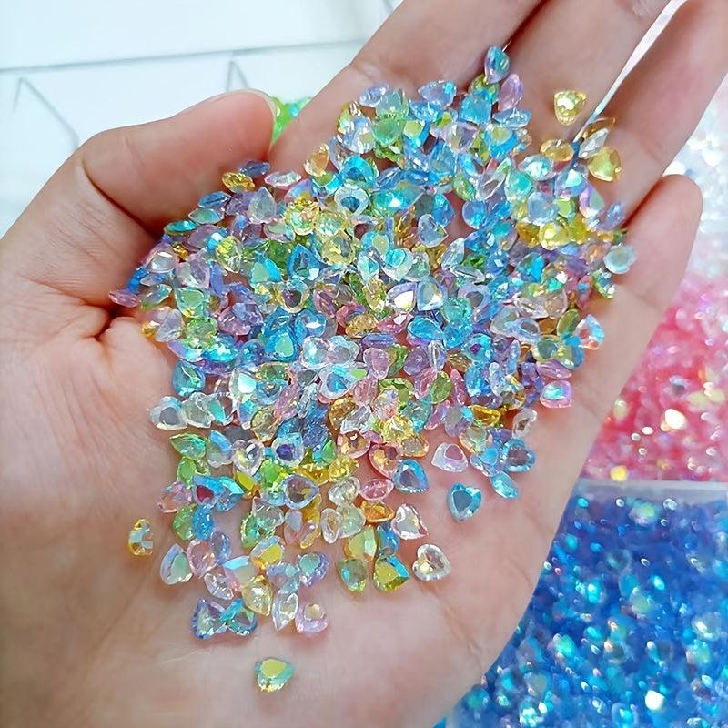 100-200pcs Heart Shaped Resin Nail Art Gemstones