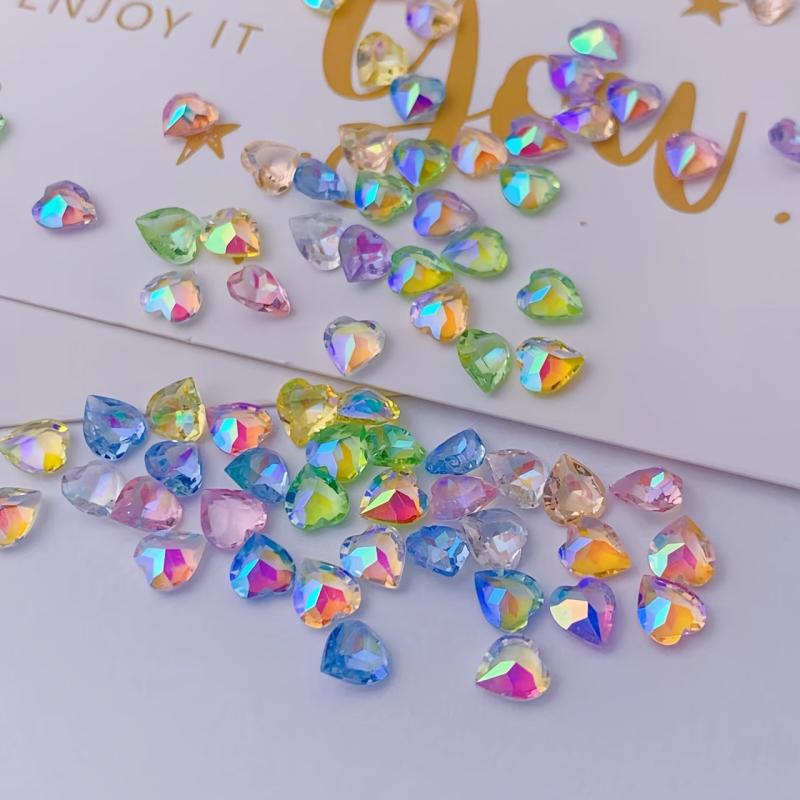 100-200pcs Heart Shaped Resin Nail Art Gemstones