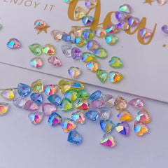 100-200pcs Heart Shaped Resin Nail Art Gemstones