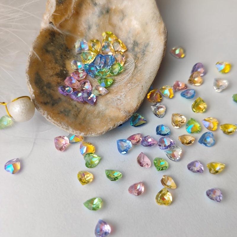 100-200pcs Heart Shaped Resin Nail Art Gemstones