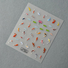 5D Lucky Koi Fish Lotus Nail Slider Decals Nail Art Stickers