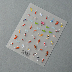 5D Lucky Koi Fish Lotus Nail Slider Decals Nail Art Stickers