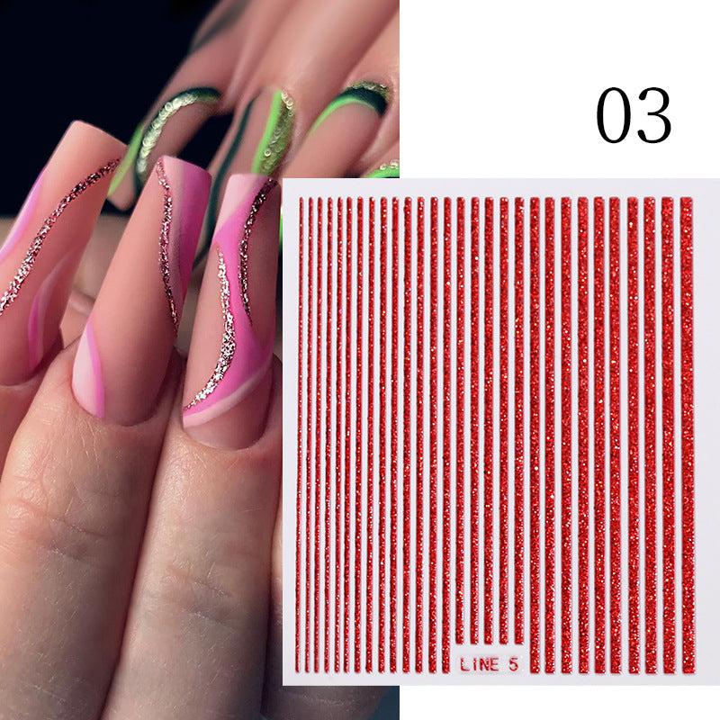 3D Silver Stripe Nail Stickers with Bow for Women Easy Nail Art Decor
