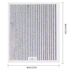 3D Silver Stripe Nail Stickers with Bow for Women Easy Nail Art Decor
