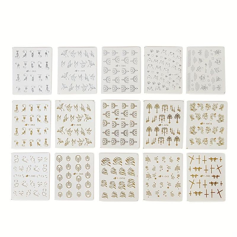 30 Golden Butterfly Nail Stickers - Easy to Apply Long Lasting Nail Art