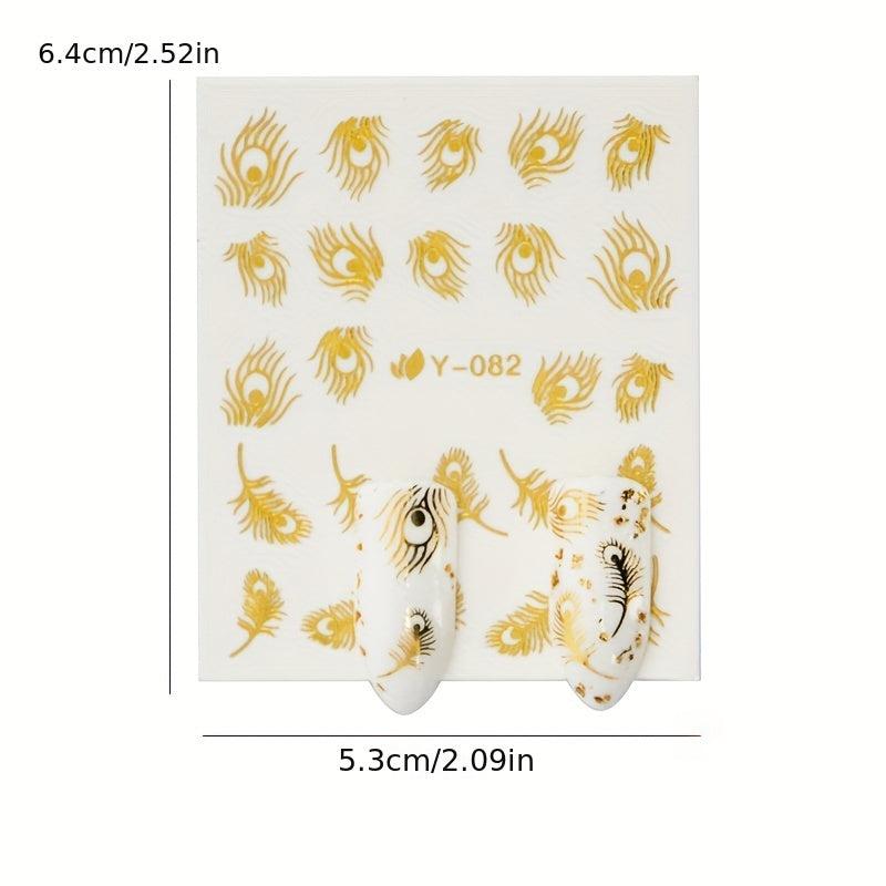 30 Golden Butterfly Nail Stickers - Easy to Apply Long Lasting Nail Art