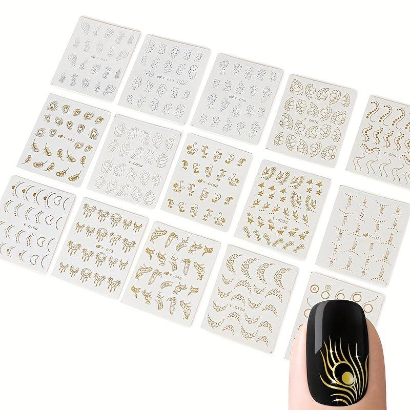 30 Golden Butterfly Nail Stickers - Easy to Apply Long Lasting Nail Art