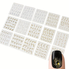 30 Golden Butterfly Nail Stickers - Easy to Apply Long Lasting Nail Art