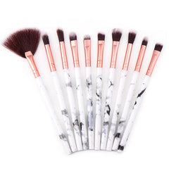 10pcs Marble Handle Makeup Brush Set Foundation Powder Blush Eyeshadow