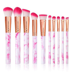 10pcs Marble Handle Makeup Brush Set Foundation Powder Blush Eyeshadow