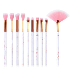 10pcs Marble Handle Makeup Brush Set Foundation Powder Blush Eyeshadow