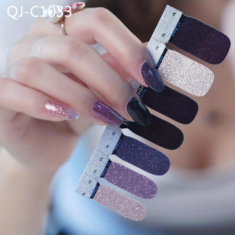 Colorful Glitter Gradient Nail Art Sets with Self Adhesive Stickers