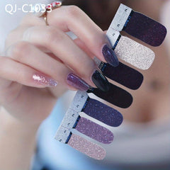 Colorful Glitter Gradient Nail Art Sets with Self Adhesive Stickers