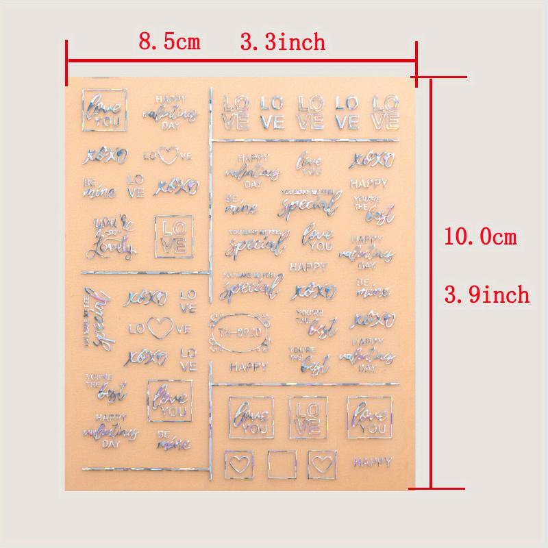 3D Laser Nail Decals Holographic Nail Supplies Golden Silvery Acrylic Stickers