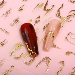 3D Laser Nail Decals Holographic Nail Supplies Golden Silvery Acrylic Stickers