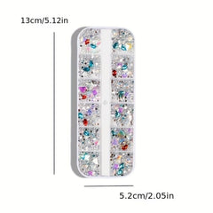 12 Grids Shapes Glass Crystal Rhinestones Nail Art Decal European American Style