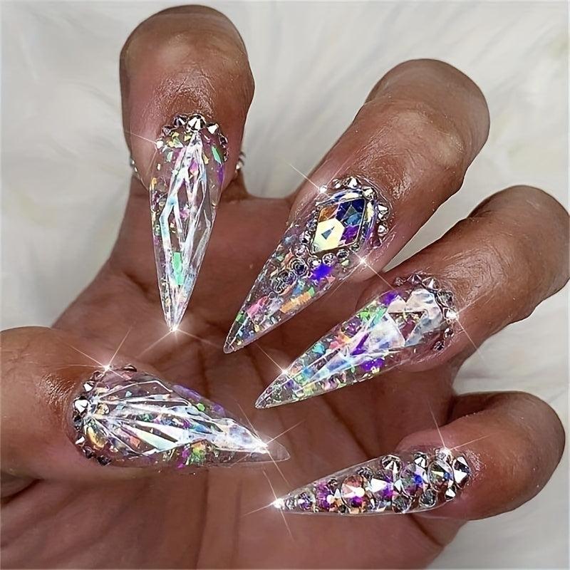 12 Grids Shapes Glass Crystal Rhinestones Nail Art Decal European American Style