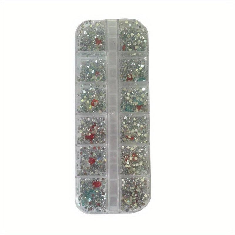 12 Grids Shapes Glass Crystal Rhinestones Nail Art Decal European American Style