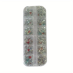 12 Grids Shapes Glass Crystal Rhinestones Nail Art Decal European American Style