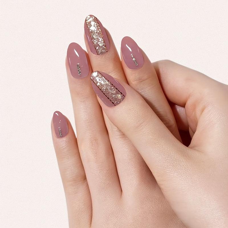 Pink Glitter Nail Polish Stickers Self Adhesive Manicure Kit for Women Girls