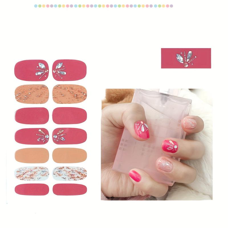 5 Sheets Glitter Gradient Nail Polish Stickers Self Adhesive Nail Decals
