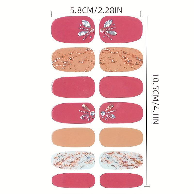 5 Sheets Glitter Gradient Nail Polish Stickers Self Adhesive Nail Decals