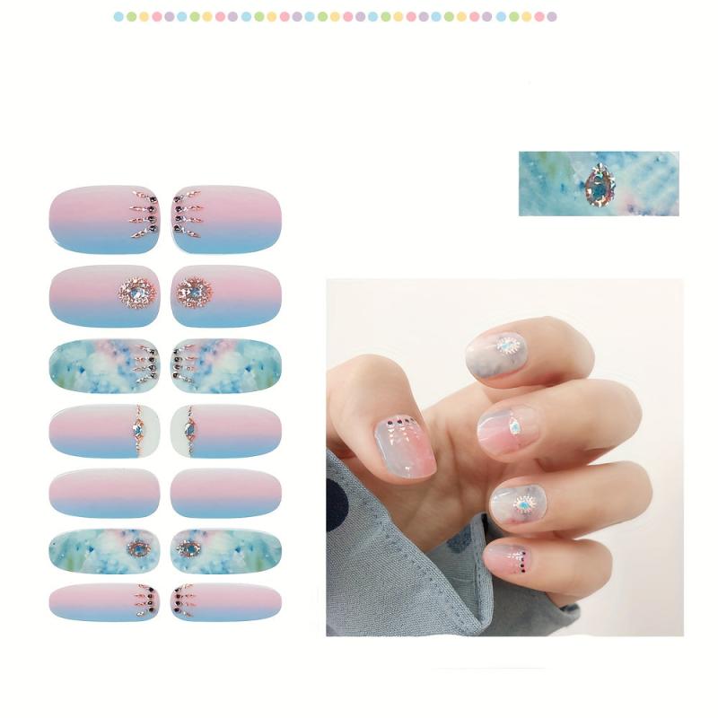 5 Sheets Glitter Gradient Nail Polish Stickers Self Adhesive Nail Decals
