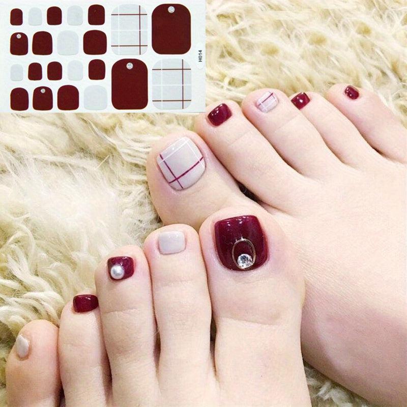 Glitter Summer Style Toe Nail Sticker Full Cover Toe Nail Art Supplies