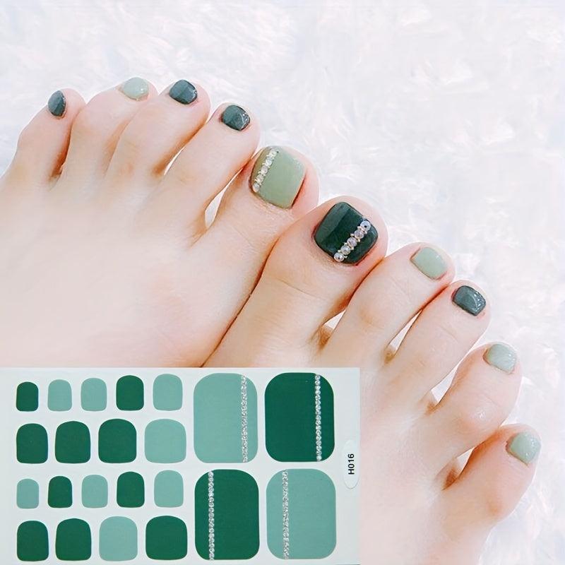 Glitter Summer Style Toe Nail Sticker Full Cover Toe Nail Art Supplies