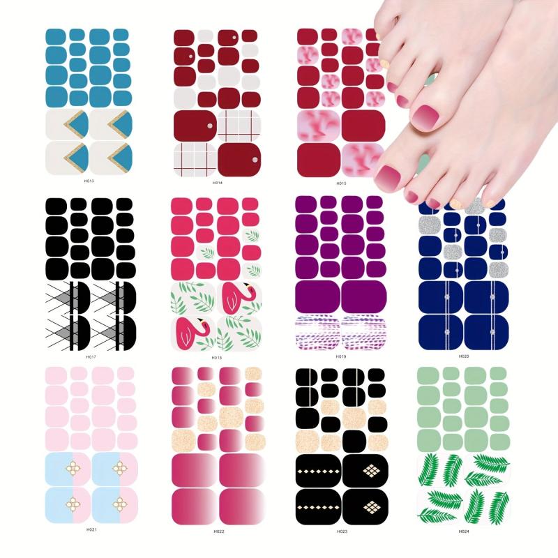 Glitter Summer Style Toe Nail Sticker Full Cover Toe Nail Art Supplies