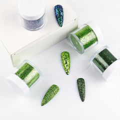 4 Boxes Holographic Glitter Flakes Nail Powder for DIY Nail Art