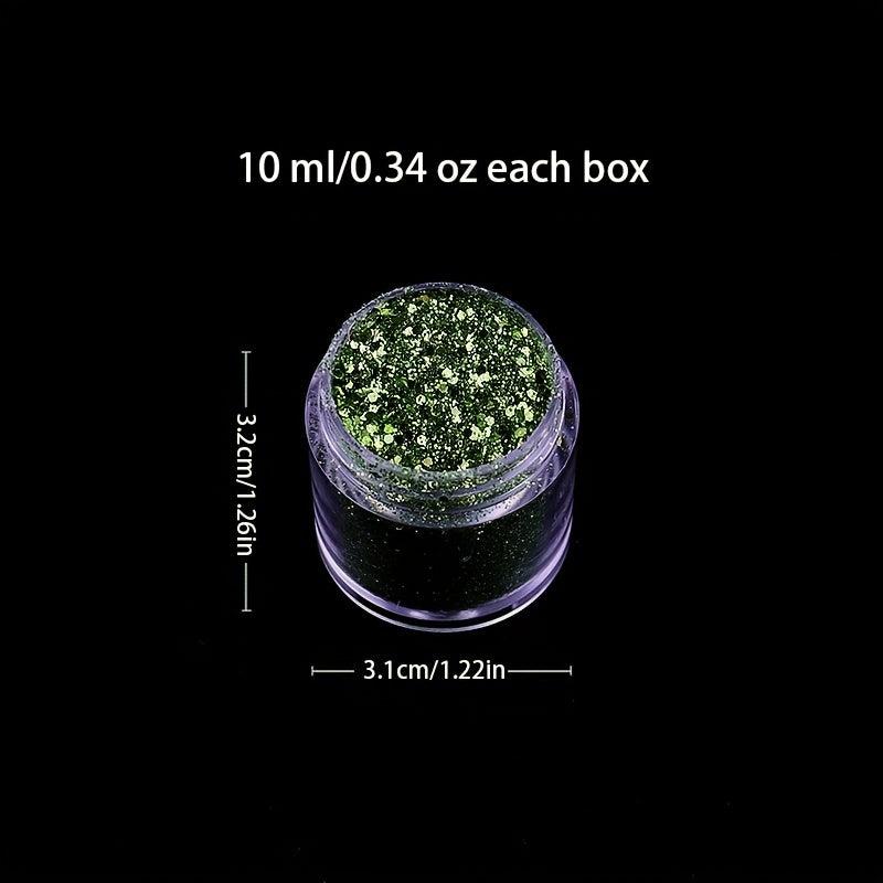 4 Boxes Holographic Glitter Flakes Nail Powder for DIY Nail Art
