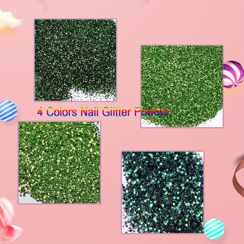 4 Boxes Holographic Glitter Flakes Nail Powder for DIY Nail Art