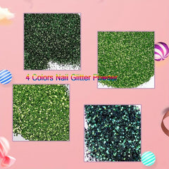 4 Boxes Holographic Glitter Flakes Nail Powder for DIY Nail Art