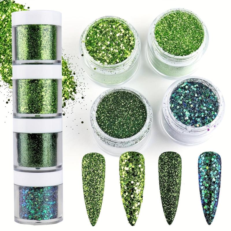 4 Boxes Holographic Glitter Flakes Nail Powder for DIY Nail Art