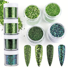 4 Boxes Holographic Glitter Flakes Nail Powder for DIY Nail Art