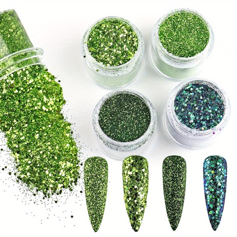 4 Boxes Holographic Glitter Flakes Nail Powder for DIY Nail Art