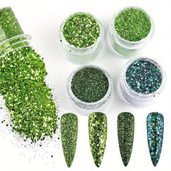 4 Boxes Holographic Glitter Flakes Nail Powder for DIY Nail Art