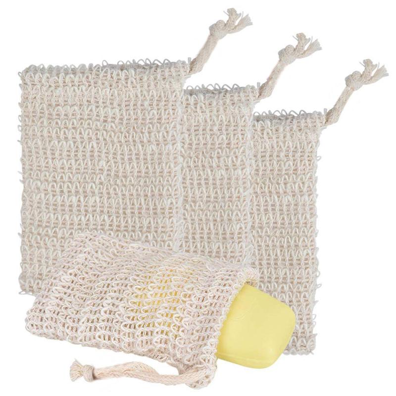 5 Pack Natural Sisal Mesh Soap Bags - Exfoliating and Moisturizing