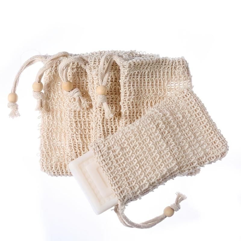 5 Pack Natural Sisal Mesh Soap Bags - Exfoliating and Moisturizing