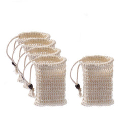 5 Pack Natural Sisal Mesh Soap Bags - Exfoliating and Moisturizing