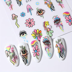 3D Evil's Eye Nail Art Stickers Snakes Leafs Mushroom Decals