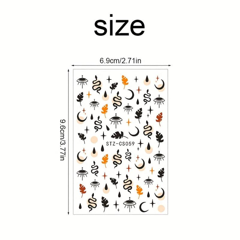 3D Evil's Eye Nail Art Stickers Snakes Leafs Mushroom Decals