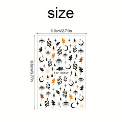 3D Evil's Eye Nail Art Stickers Snakes Leafs Mushroom Decals