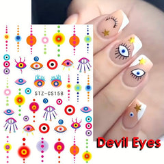 3D Evil's Eye Nail Art Stickers Snakes Leafs Mushroom Decals