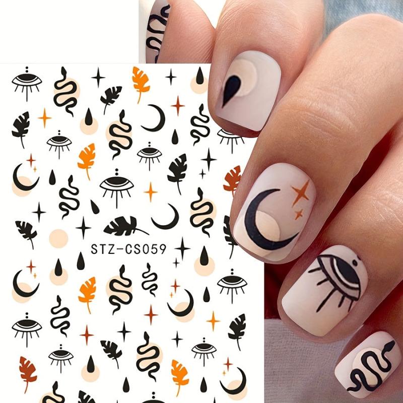 3D Evil's Eye Nail Art Stickers Snakes Leafs Mushroom Decals